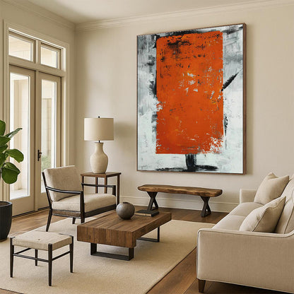 Orange - Grey Block Abstract Art for Living Room & Office DLZ0495