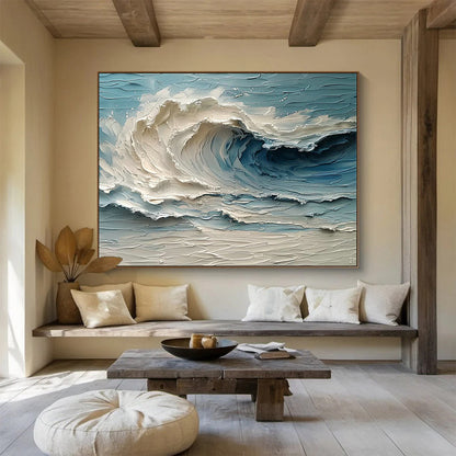 Textured Sea Wave Art for Coastal Seafood Restaurant Bar Counters DLZ3200