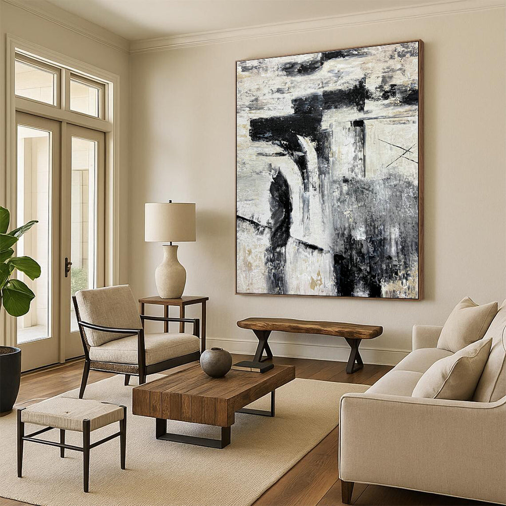 Monochrome Abstract Wall Art for Modern Office & Art Gallery DLZ2380