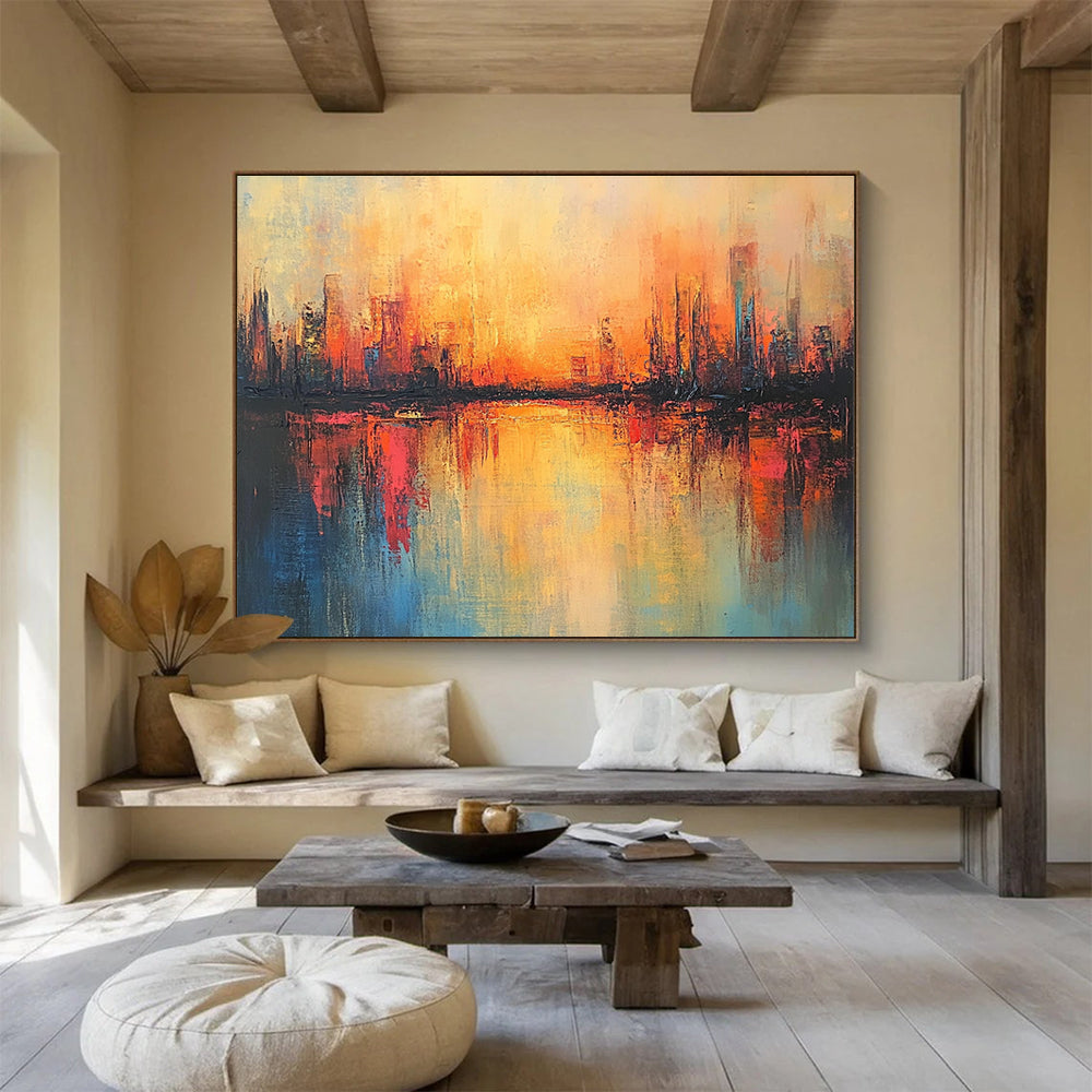 Abstract City Sunset Art for Rooftop Bar & Urban Home SC037