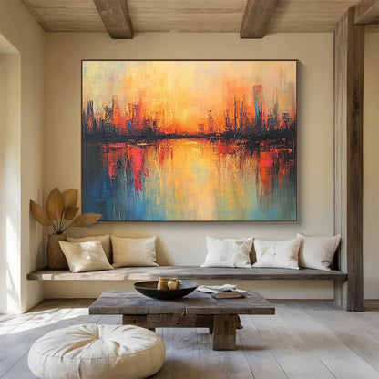 Abstract City Sunset Art for Rooftop Bar & Urban Home SC037