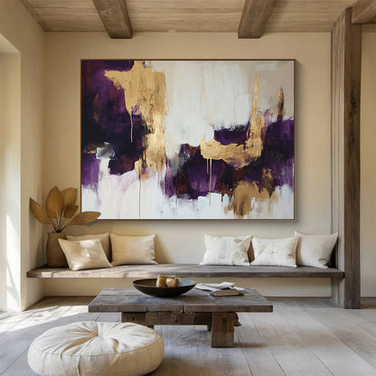 Purple and Gold Abstract Art for Luxury Bedroom & Upscale Restaurant SC212