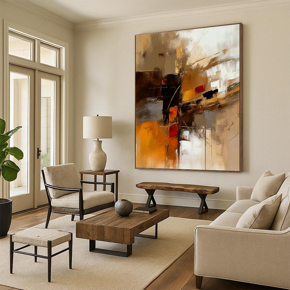 Warm - Toned Abstract Art for Cozy Living Room & Art - Friendly Restaurant DLZ1439