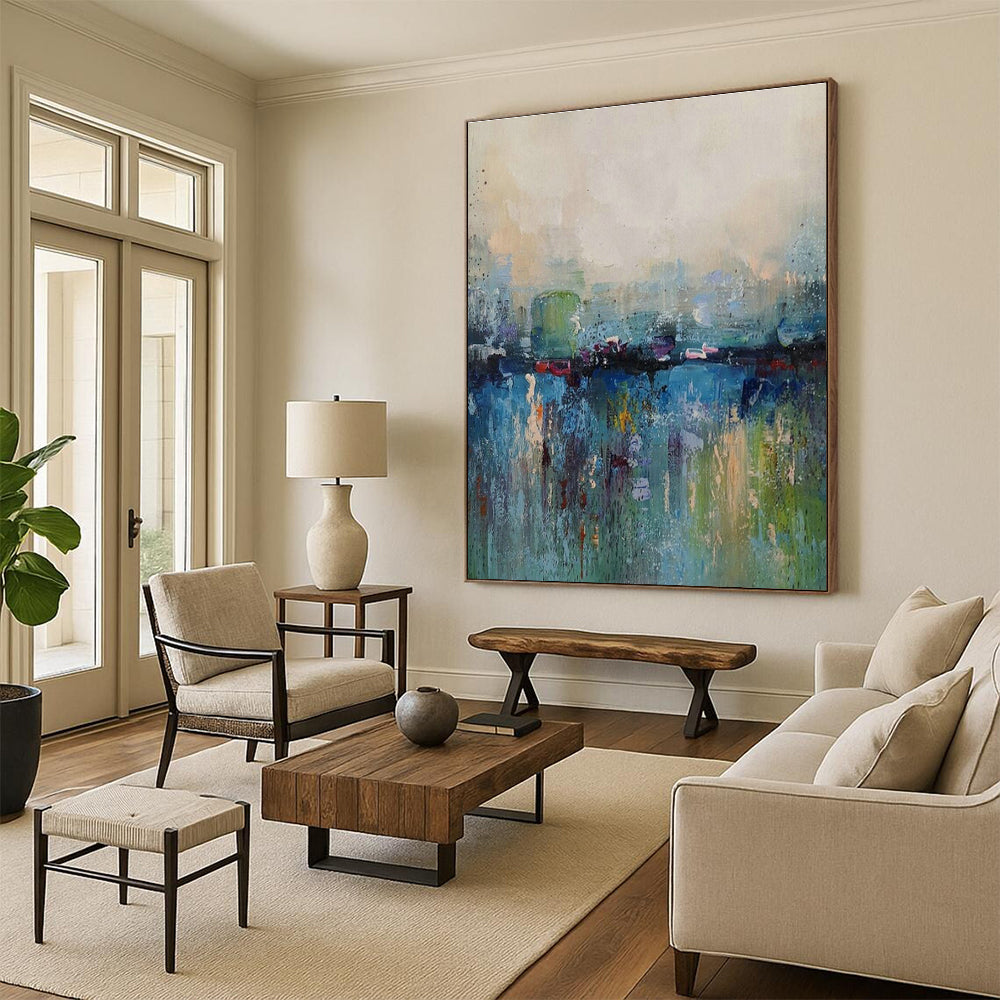 Colorful River - Scape Abstract Art for City Café & Art - Loving Home Dining Room DLZ2024
