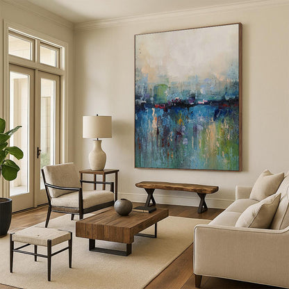 Colorful River - Scape Abstract Art for City Café & Art - Loving Home Dining Room DLZ2024