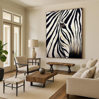 Zebra Eye with Gold Accents Art for Luxury Dressing Room & Art - Centric Living Room DLZ2146