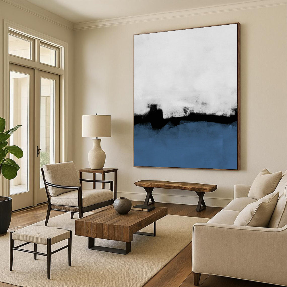 Blue - White - Black Abstract Art for Living Room & Office DLZ0520