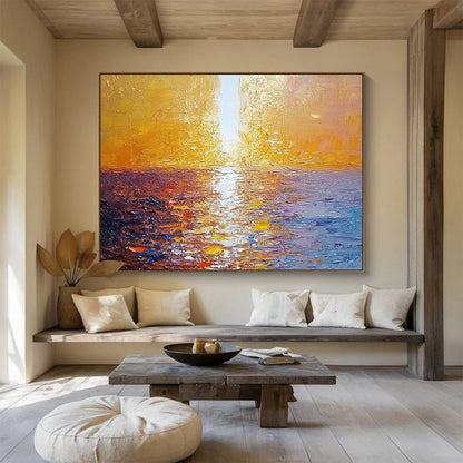 Golden Sunset Sea Art for Luxury Beachfront Hotel Lobby & Romantic Seaside Restaurant SC111