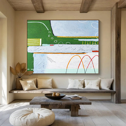 Green - Blue Landscape Abstract for Eco - Friendly Community Center DLZ2949