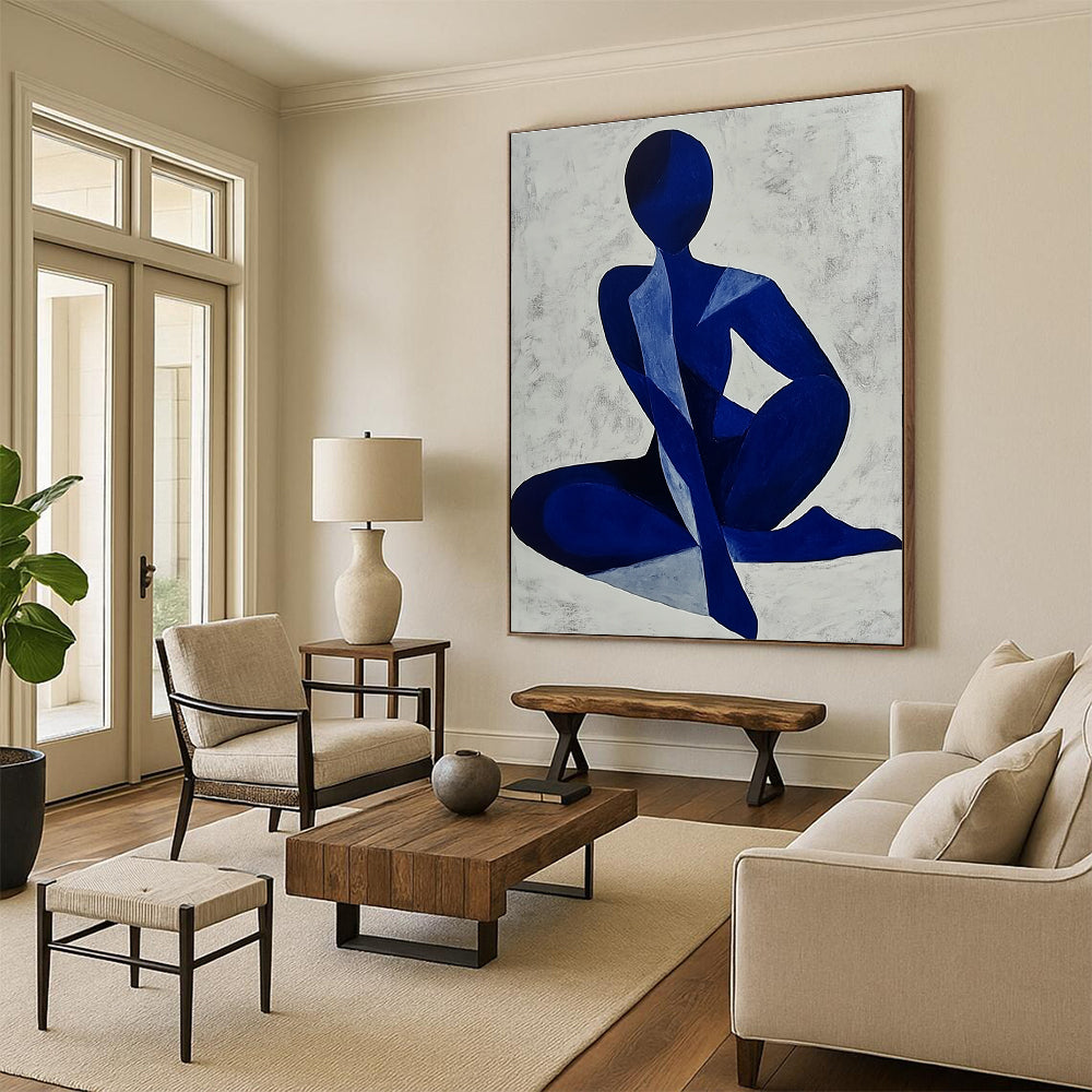 Blue Abstract Figure Art for Contemporary Art Gallery & Yoga Studio STSC1405