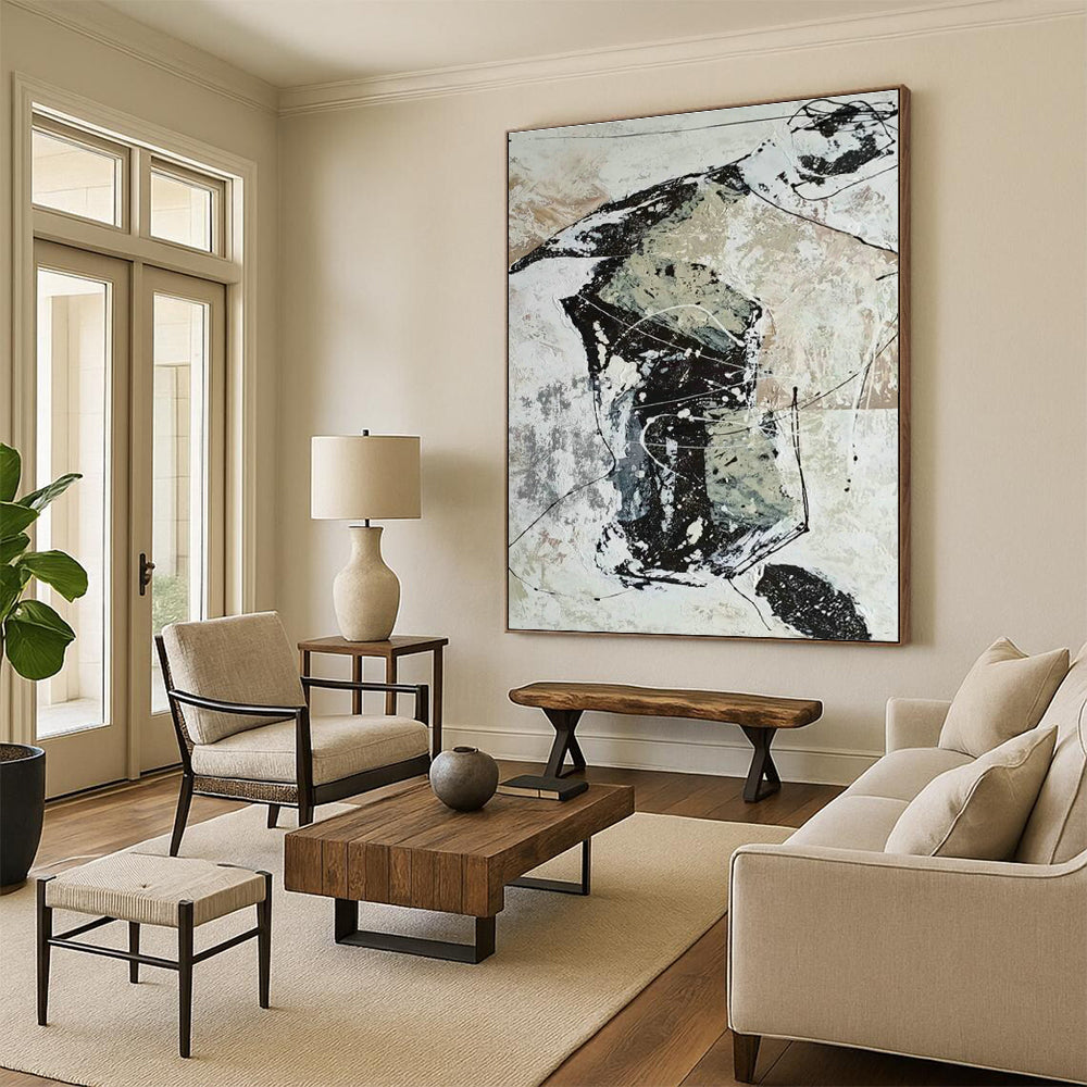 Black - White Line Abstract Art for Living Room & Modern Office DLZ0559