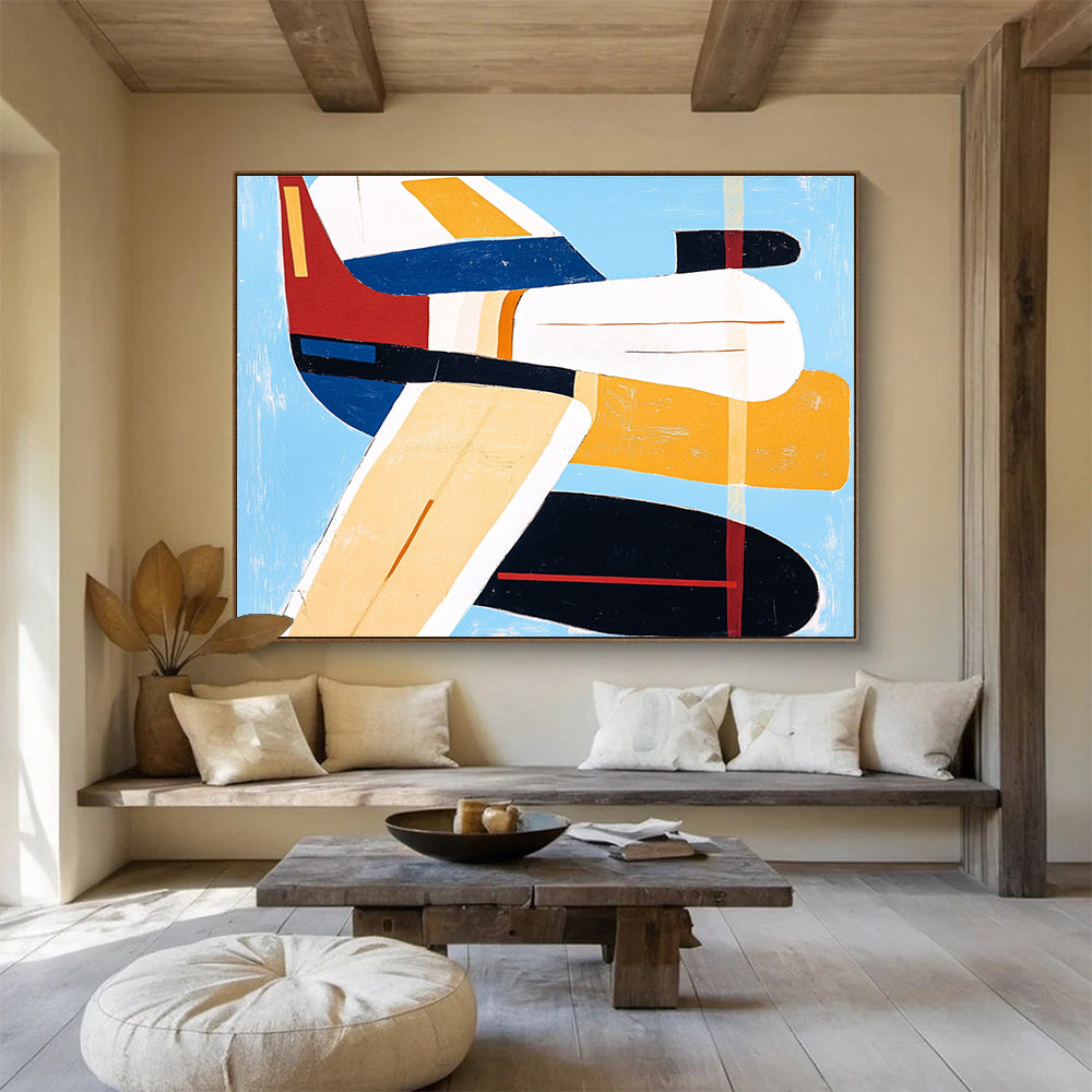 Color - Blocked Aircraft Art for Aviation Museum & Modern Office Lounge SC040