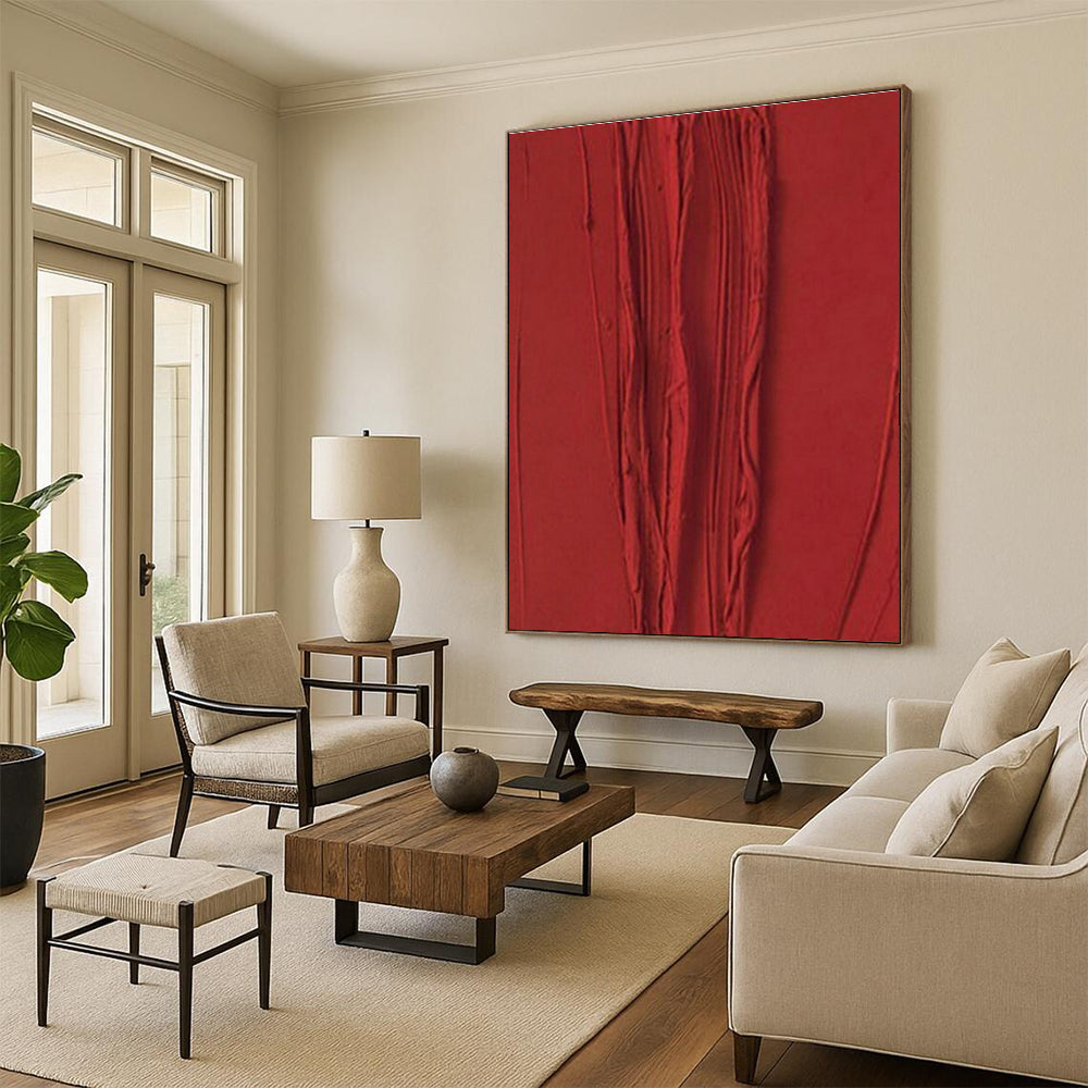 Red Textured Abstract Art for Modern Restaurant & Bold Home Office DLZ1973