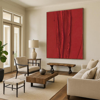 Red Textured Abstract Art for Modern Restaurant & Bold Home Office DLZ1973