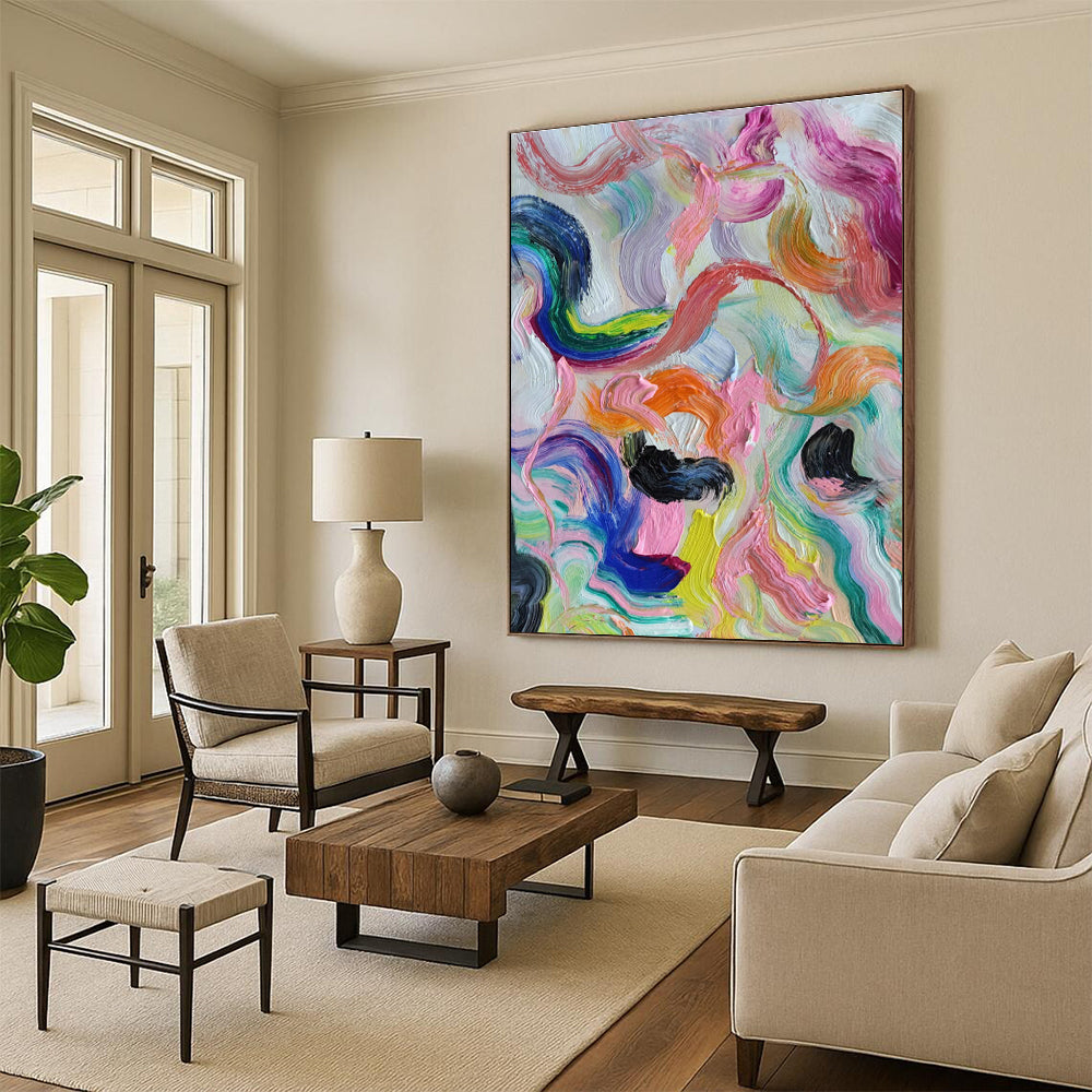 Colorful Flowing Abstract Art for Bohemian Living Room & Creative Studio DLZ0780