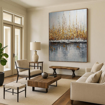Golden Reeds Reflection for Lakeside Bed - and - Breakfast & Nature Lover’s Home Office DLZ0888