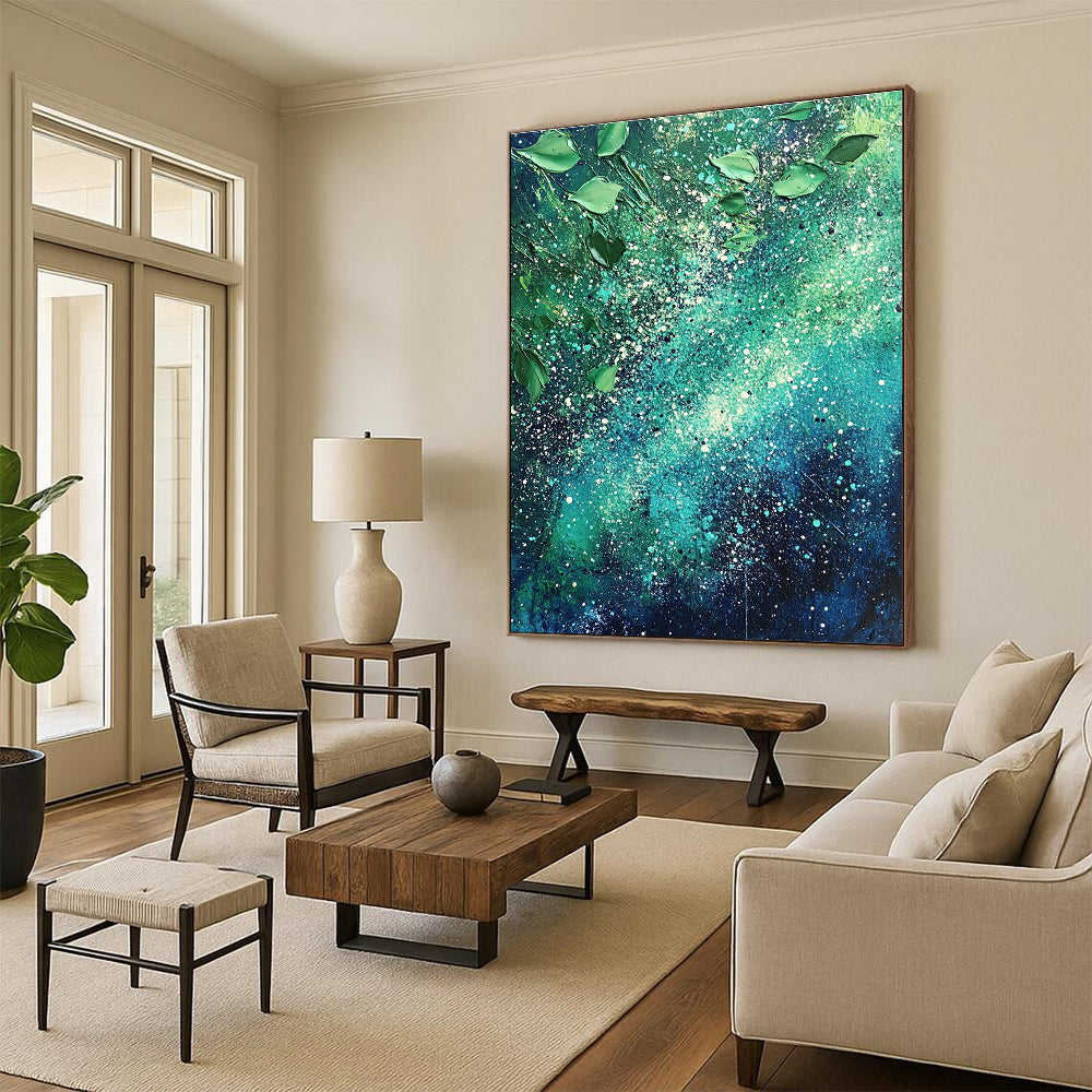 Vibrant Green Splatter Art for Garden Room & Café STSC065