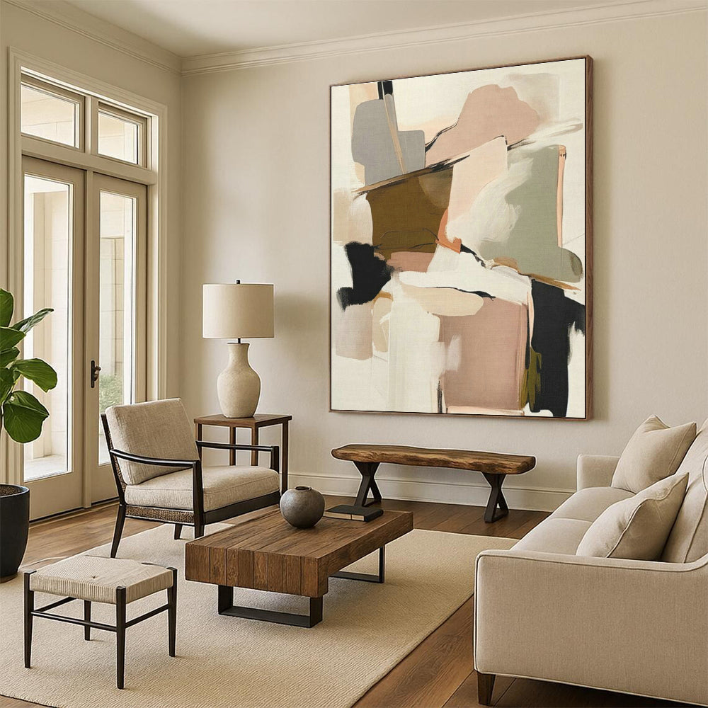 Soft Geometric Abstract Art for Bridal Boutique & Feminine Home Office DLZ1635