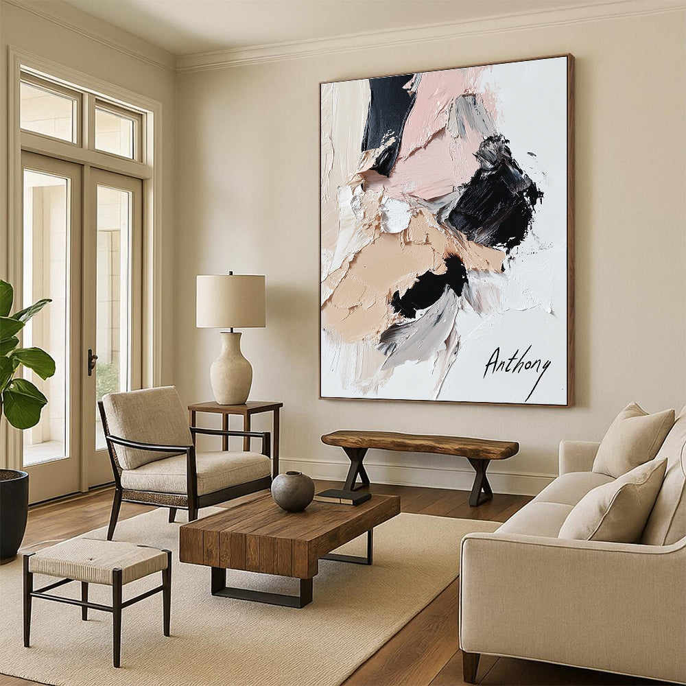 White and Blue Textured Abstract for Serene Bedroom & Minimalist Office STSC258