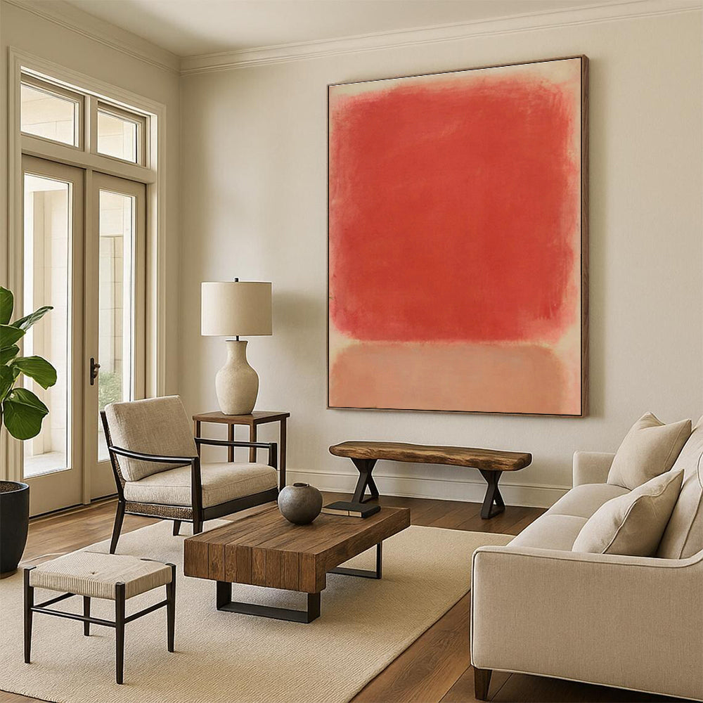 Red Color Block Art for Contemporary Office & Bold Bedroom DLZ1782