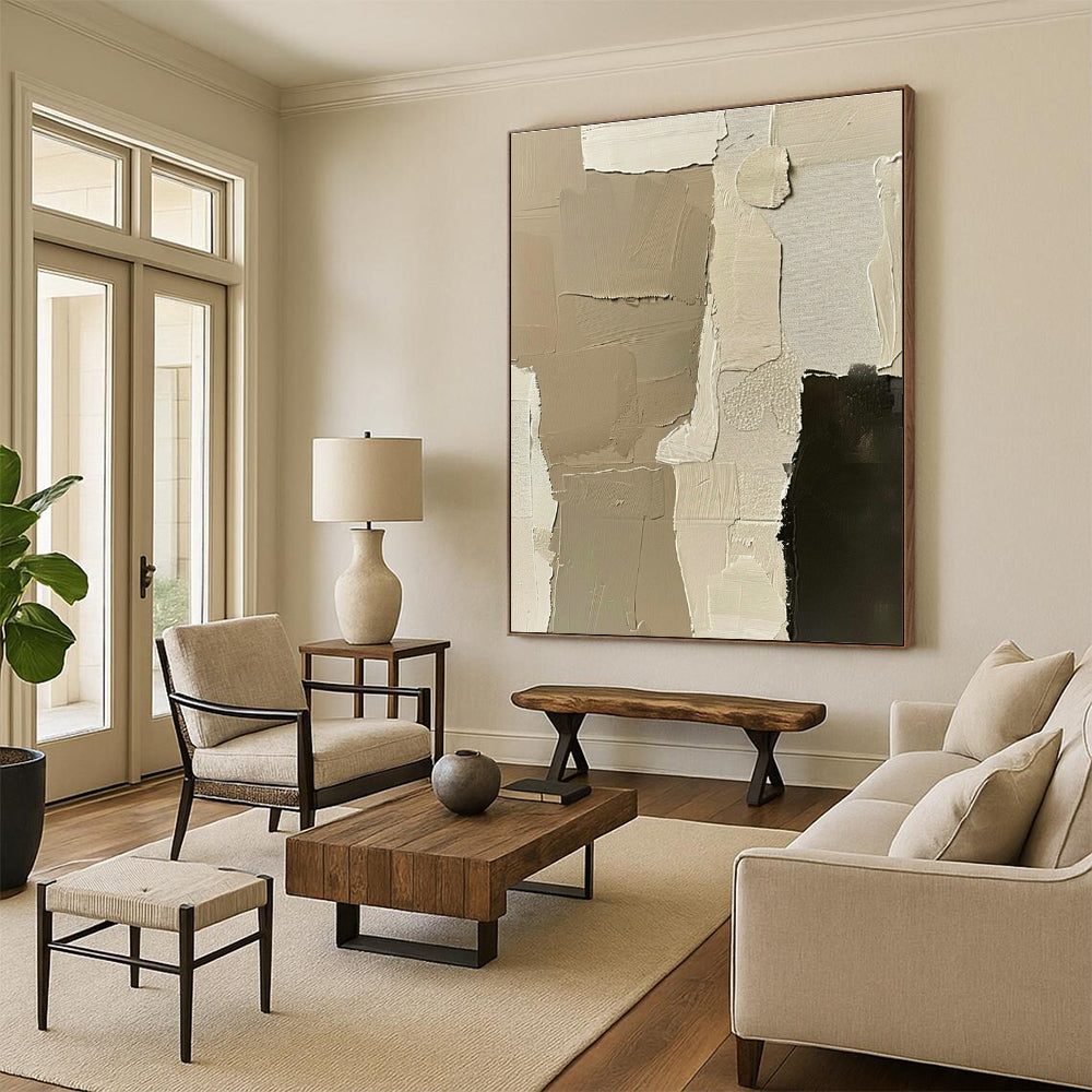 Brown - Tone Collage Abstract Art for Art Deco Living Room & Boutique Hotel Lobby DLZ1168