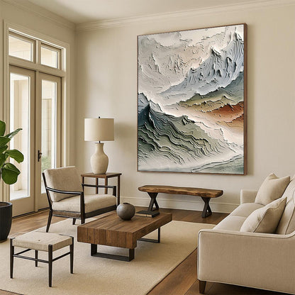 Gray - White Textured Landscape Art for Alpine Ski Lodge & Nature Photography Studio DLZ0988