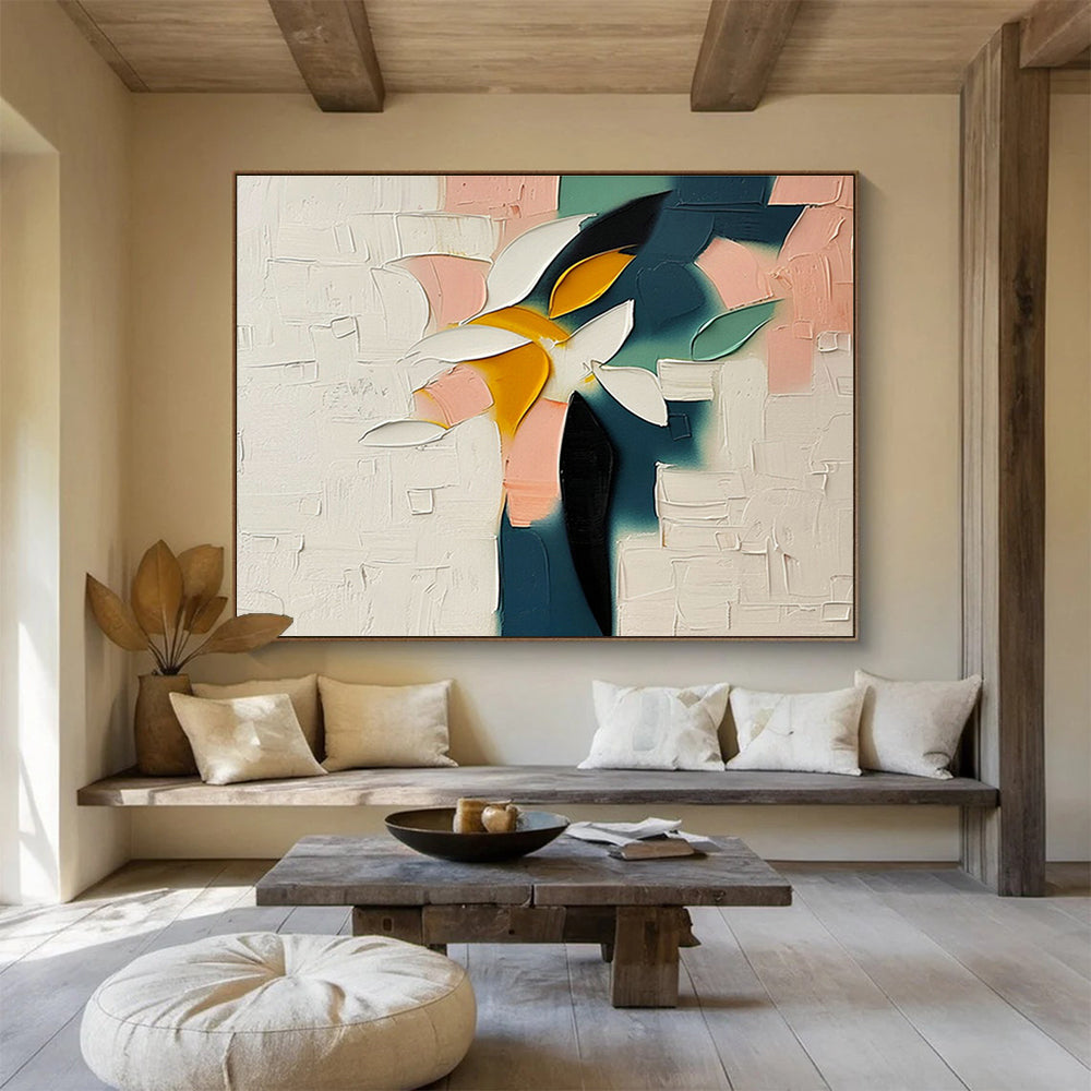 Colorful Flower Abstract Art for Cheerful Café Breakfast Nooks DLZ3131