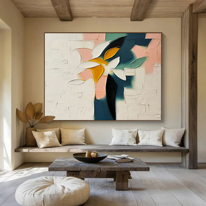 Colorful Flower Abstract Art for Cheerful Café Breakfast Nooks DLZ3131