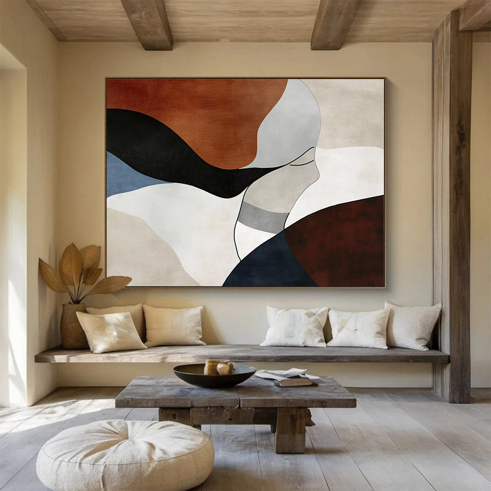 Abstract Figure in Earth Tones Art for Minimalist Bedroom & Sophisticated Wellness Center SC299