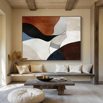 Abstract Figure in Earth Tones Art for Minimalist Bedroom & Sophisticated Wellness Center SC299