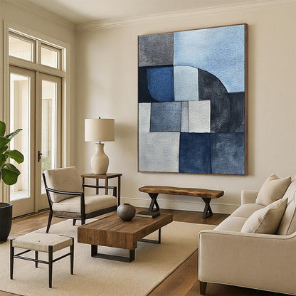 Blue - Toned Geometric Abstract for Modern Office & Art - Centric Home STSC240