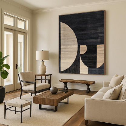 Geometric Black and Beige for Contemporary Art Space & Modern Minimalist Home STSC1169