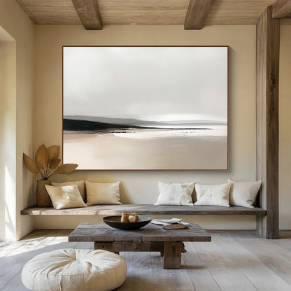 Minimalist Gray Landscape Art for Modern Spa Retreat & Calm Reading Nook SC092