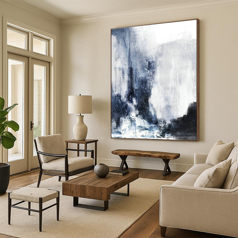 Blue - Gray Abstract Art for Modern Hotel Lobby & Art Gallery Corridor DLZ2037