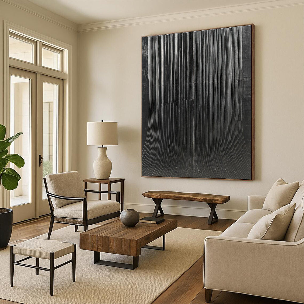 Black Ribbed Texture for Modern Office Lobby & Art Gallery STSC1280