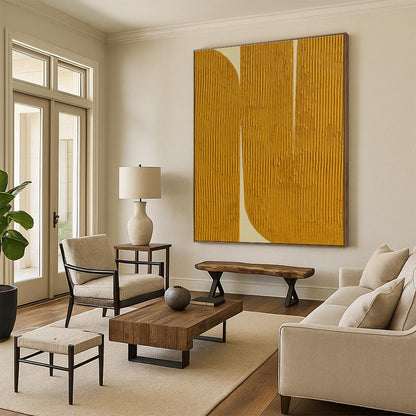 Yellow - White Textured Abstract Art for Modern Office & Art Gallery DLZ1251
