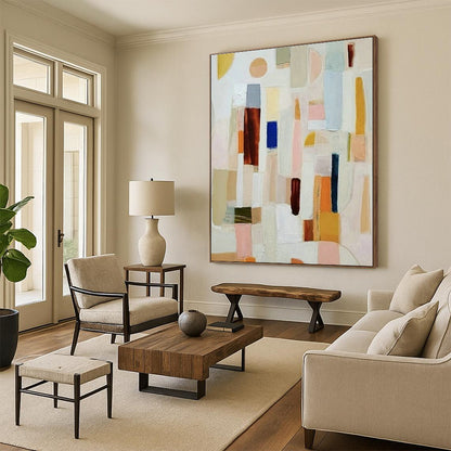 Colorful Abstract Blocks Art for Creative Coworking Space & Art - Loving Family Room DLZ1504