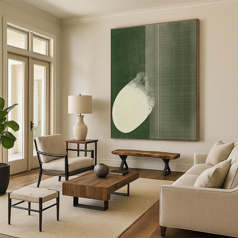 Abstract Green and White Art for Minimalist Home Office & Modern Art Studio STSC1037