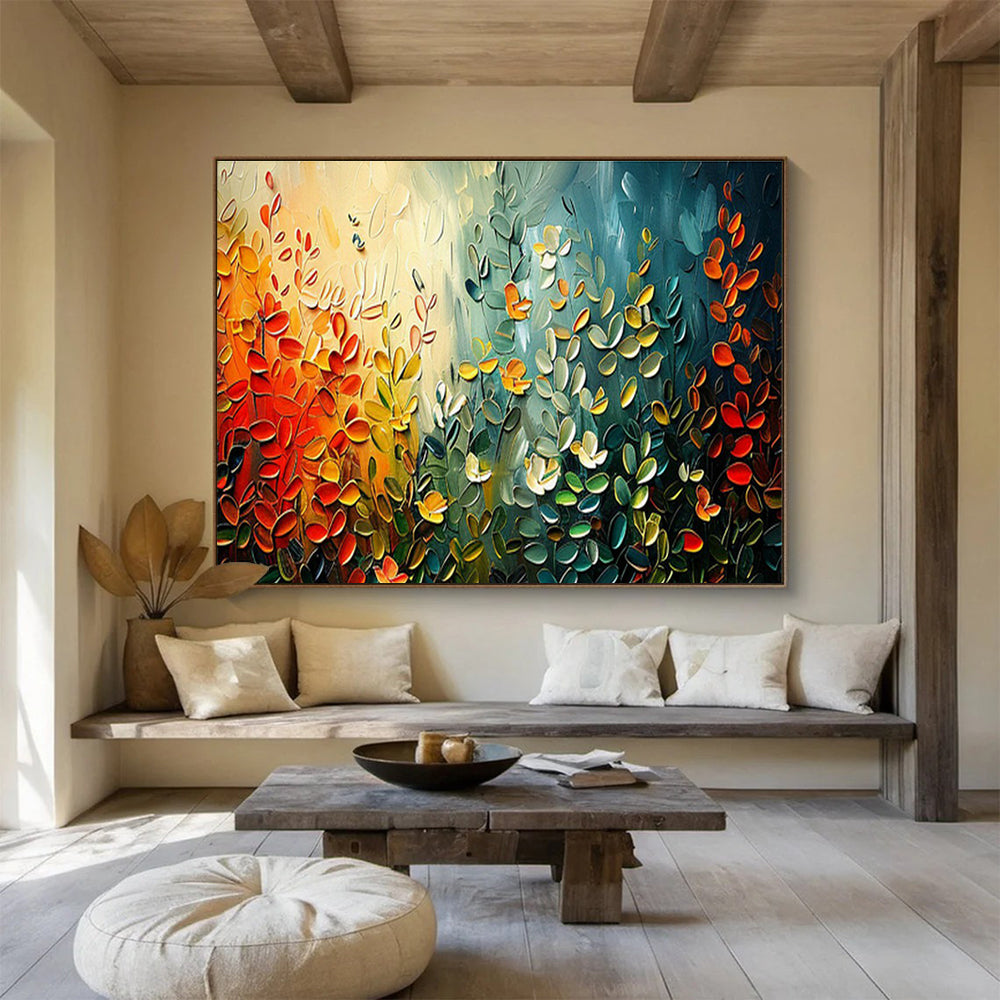 Textured Colorful Plants Oil Painting for Nature - Lover’s Living Rooms DLZ3095