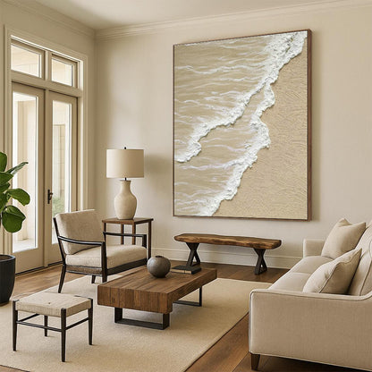 Textured Beach Wave Art for Coastal Home Office & Beachfront Boutique Hotel DLZ1507