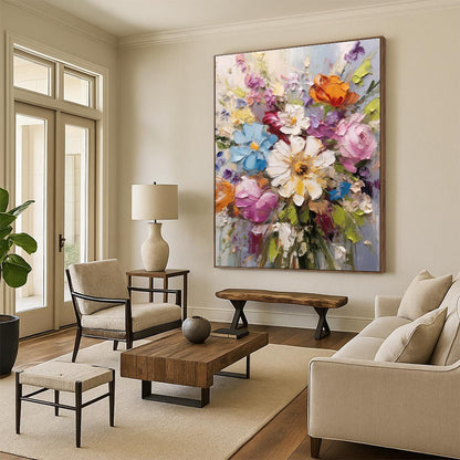 Textured Flower Bouquet Art for Florist Shop & Living Room DLZ2293