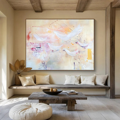 White Birds in Flight Art for Nursery & Spiritual Retreat SC385