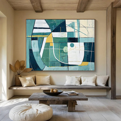 Geometric Green - Blue Abstract Art for Contemporary Office & Architectural Studio SC252