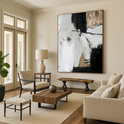 Sophisticated Black & Gold Abstract Art for Dining Room & Office DLZ0394