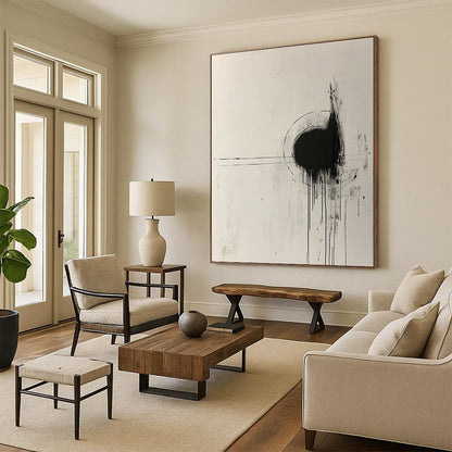 Black and White Drip Abstract for Modern Art Gallery & Edgy Urban Loft STSC568