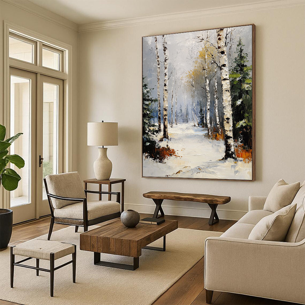 Snowy Birch Forest Path 1 Art for Winter Lodge & Nature - Lover’s Study STSC1381