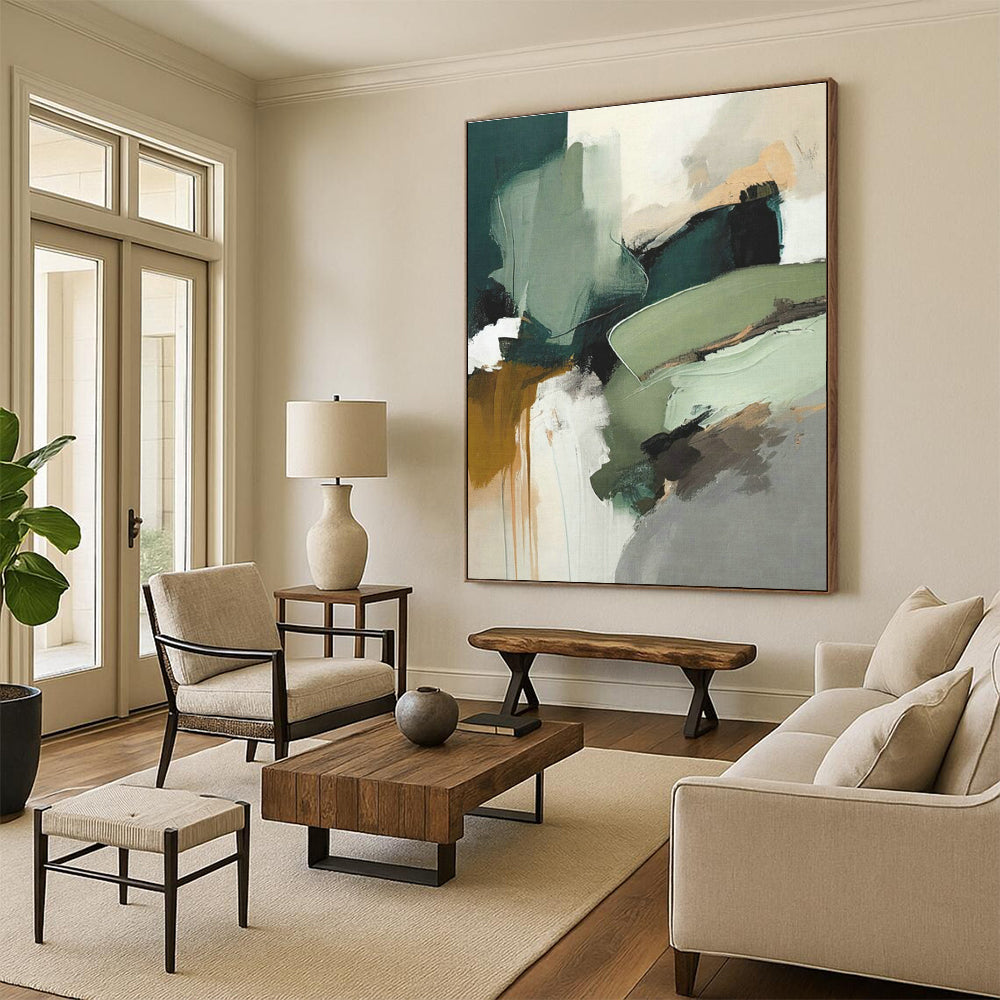 Green - Toned Abstract Art for Eco - Friendly Café & Nature - Lover's Home Bedroom DLZ1616
