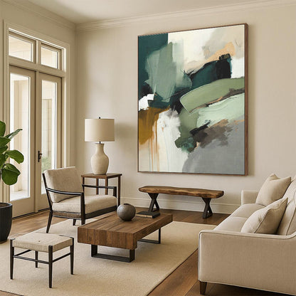 Green - Toned Abstract Art for Eco - Friendly Café & Nature - Lover's Home Bedroom DLZ1616