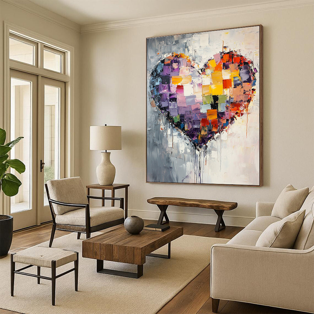 Colorful Patchwork Heart for Bohemian - Style Living Room & Love - Themed Gallery STSC559