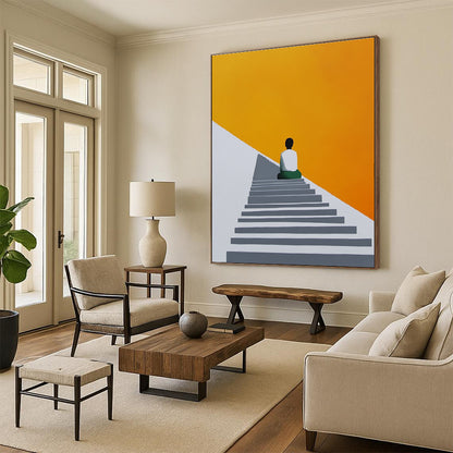 Meditating Figure on Stairs for Wellness Center & Modern 禅意 Study STSC1155